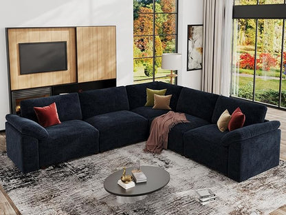 EASE MOOSE Oversized Modular Sectional Sofa, Extra Large L Shape Sectional Couch,Comfty Wide Deep seat Modular Sofa for Living Room, Removable Cover,Blue