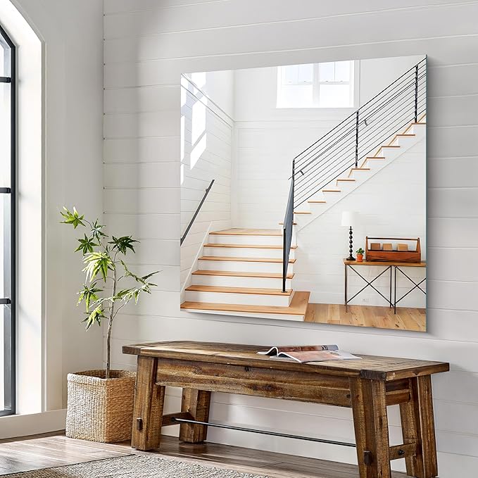 KOCUUY Large Frameless Mirror, 42x42 Inch Square Bathroom Vanity Mirror for Over Sink, Upgraded Shatterproof Unframed Design for Bedroom, Living Room, Entryway