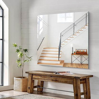 KOCUUY Large Frameless Mirror, 42x42 Inch Square Bathroom Vanity Mirror for Over Sink, Upgraded Shatterproof Unframed Design for Bedroom, Living Room, Entryway