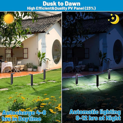 Sunvivo Solar Pathway Lights,2 Modes(Cold White/Warm White),Bright Solar Path Lights Outdoor Waterproof,Perfect Guide Light or Deco for Sideway,Driveway,Walkway,Backyard,Garden,Lawn,Event(4Pack)