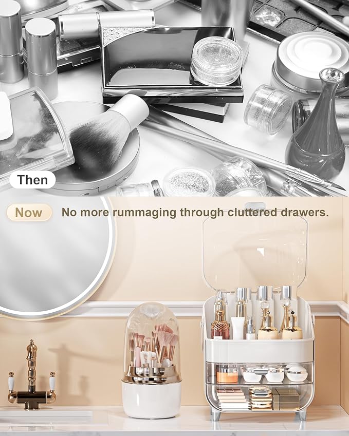 Makeup Organizer, Skincare Holder Bathroom Counter Organizer, Storage Box Cosmetic Display Cases, Teen Girl Gifts Trendy Stuff Make up Organizers for Vanity, Dresser, Countertop (Silver)