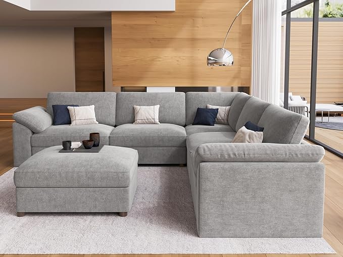 EASE MOOSE Modular Sectional Couch,Chenille Large L Shape Sectional Sofa Modern Luxury Deep seat Modular Sofa Removable and Washable