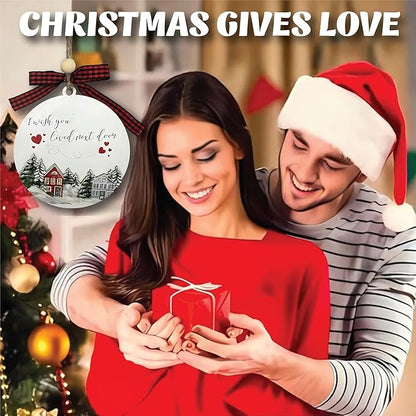 Christmas Ornaments, Neighbor Gifts I Wish You Lived Next Door, Ornament Round Wood Plaque Christmas Decorations, Best New Home Xmas Tree, White Elephant Gifts for Adults