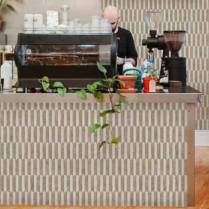 Vamos Tile Peel and Stick Backsplash Seamless Tile,10 Sheets Stick on Backsplash for Kitchen& Bathroom,Honey Travertine+Matt Pure White Marble Look+Light Gold Metal Self Adhesive Backsplash Tile