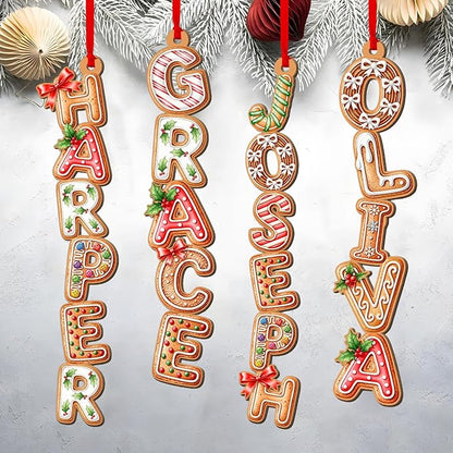 Personalized Christmas Name Letter Ornament 2025, Family Name Ornaments 2025, Personalized Christmas Stocking Tag, Initial Alphabet Monogram, Kids Name Family Letter, Xmas Tree Decor 6
