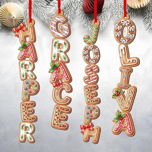 Personalized Christmas Name Letter Ornament 2025, Family Name Ornaments 2025, Personalized Christmas Stocking Tag, Initial Alphabet Monogram, Kids Name Family Letter, Xmas Tree Decor 6