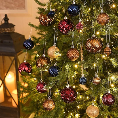 Valery Madelyn 100ct Christmas Tree Decorations Ball Ornament Set, Copper Gold Purple Shatterproof Hanging Ornaments Bulk for Fall Thanksgiving Autumn Harvest Xmas Holiday Party Decor