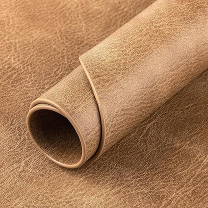 ADRIMER Placemats, Heat Resistant Oval Placemats Set of 4 Washable 12 x 17 Inch, Waterproof Table Mats, Wipeable Pu Place Mats for Kitchen, Dining Room, Turmeric Brown+Light Brown+Green+Blue