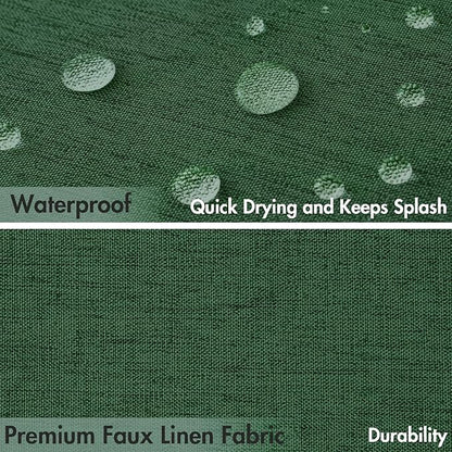MIULEE Christmas Dark Green Scalloped Shower Curtain Linen Textured with 12 Metal Hooks Cute Heavy Duty Washable Waterproof Thick Cloth Shower Curtains with Black Border for Bathroom Hotel,W72*L72