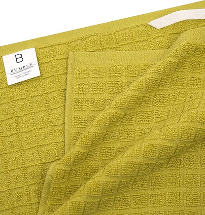 Premium Kitchen Towels 6 Pack Large Cotton Hand Towels Flat Terry Absorbent Tea Towels with Hanging Loop Lime Green Check 20x28