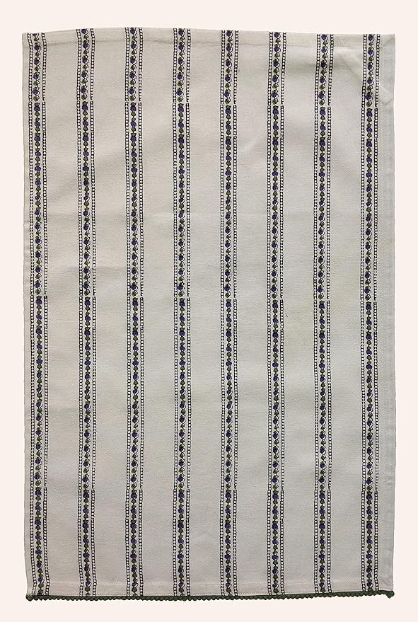 TARAN LIVING Printed Kitchen Dish Bar and Tea Towels Cotton, 18x28 inch with Trims, Cotton Dish Towel Sets (White & Purple, Set of 4)