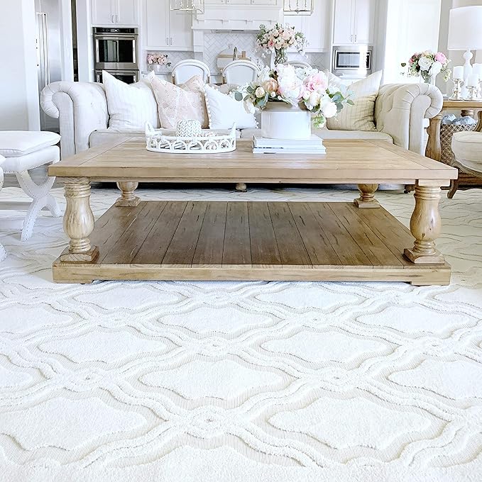 My Texas House Cotton Blossom Area Rug 7.9x10.10 Indoor Outdoor, Natural