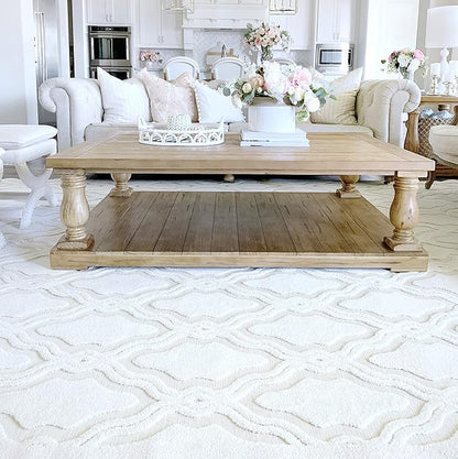My Texas House Cotton Blossom Area Rug 7.9x10.10 Indoor Outdoor, Natural
