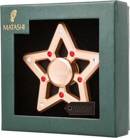 Matashi Rose Gold Hanging Christmas Tree Star Ornament Crystals, Christmas Decorations for Holiday Wedding Party Decoration, Tree Ornaments, Shiny, Metal Finish, Ribbons Included