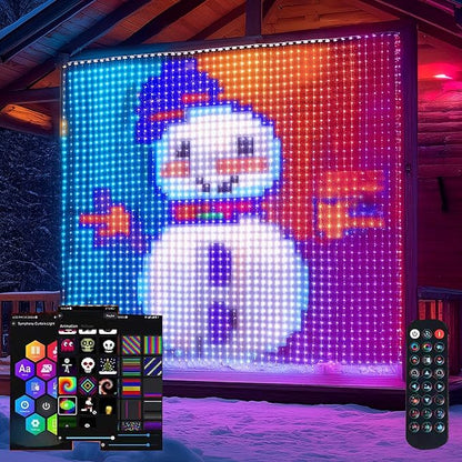 Dazzle Bright Smart Curtain Lights, 400 LED 6.6FT x 6.6FT Color Changing Halloween Christmas Lights with Remote & APP, Dynamic DIY Fairy Hanging String Lights for Indoor Outdoor Bedroom Decorations