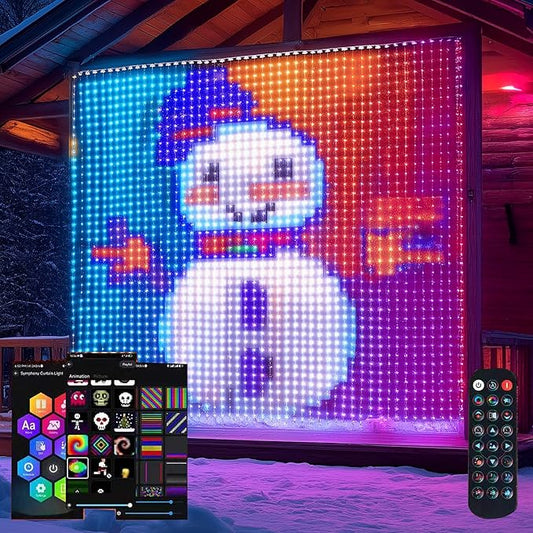 Dazzle Bright Smart Curtain Lights, 400 LED 6.6FT x 6.6FT Color Changing Halloween Christmas Lights with Remote & APP, Dynamic DIY Fairy Hanging String Lights for Indoor Outdoor Bedroom Decorations