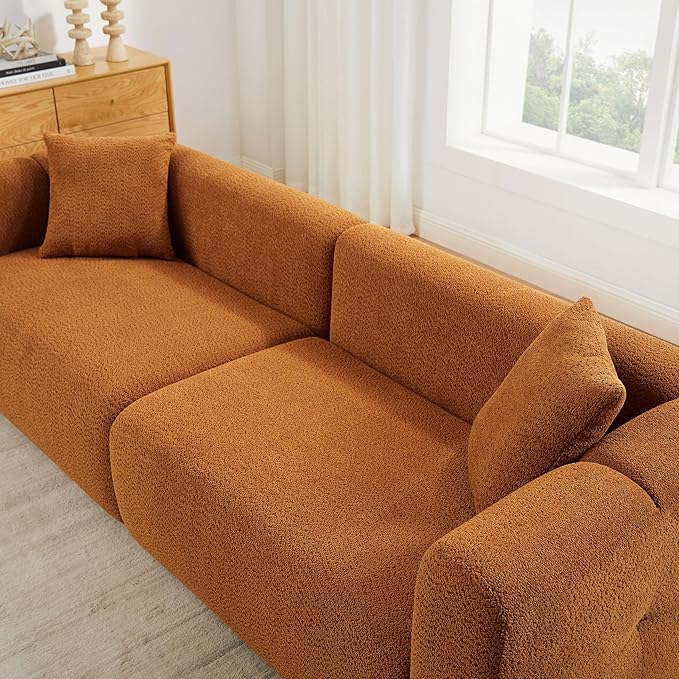 VANOMi Living Room Furniture Sets Include 95" Sofa & 42" Arm  chairs, Boucle Upholstered Oversized Couch with Pillows, Living Room Furniture Set for Bedroom Apartment (Curry, 2 Sofas+1 Chair)