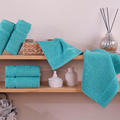 Teal Turquoise Washcloth Linen Set Premium Original Turkish Cotton  Softness Absorbency for Face, Hand Bath Sheets, Teal Turquoise