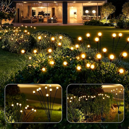 Solar Lights Outdoor Waterproof,6 Pack 48LED Solar Swaying Lights,Firefly Lights for Yard Patio Pathway Decoration,Unique Gardening Gifts for Women Holiday