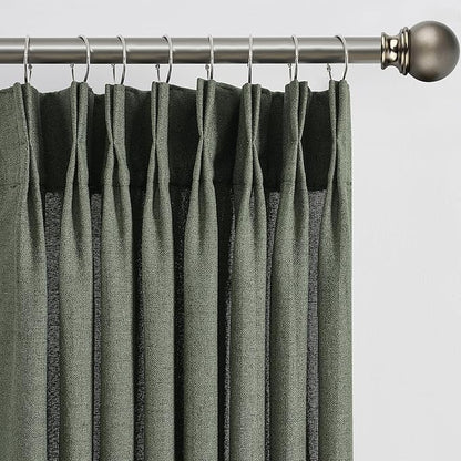 RAIN CITY Olive Green Curtains Pinch Pleated, Linen Curtain 63 Inches Long Semi Sheer Privacy Light Filtering Bedroom Window Curtains Drapes 2 Panels Set with Hooks 42x63