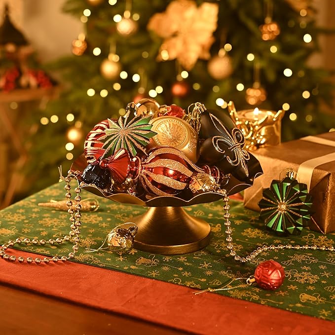 Valery Madelyn Ornaments for Christmas Trees, 60ct Red Green Blue and Gold Shatterproof Christmas Tree Decorations, Luxury Hanging Ball Ornaments Bulk for Xmas Holiday Party Decor