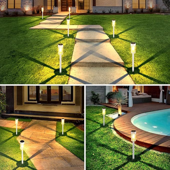 Mancra Solar Pathway Lights Outdoor Waterproof, 8 Pack LED Solar Garden Lights for Outside Decorations, Dusk to Dawn Solar Walkway Lights Landscape Lighting