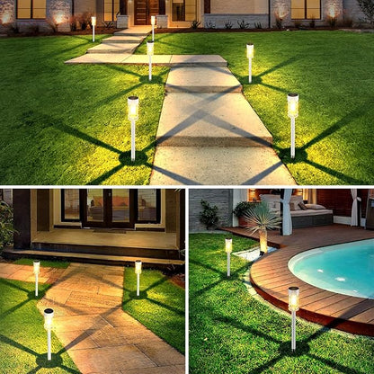 Mancra Solar Pathway Lights Outdoor Waterproof, 8 Pack LED Solar Garden Lights for Outside Decorations, Dusk to Dawn Solar Walkway Lights Landscape Lighting