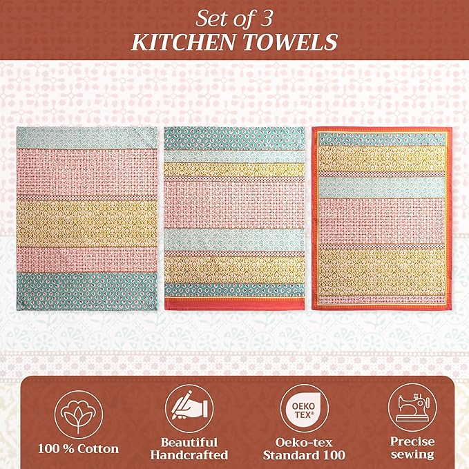 Maison d'Hermine Dish Towels 100% Cotton Absorbent Provence Set of 3 Spring Summer