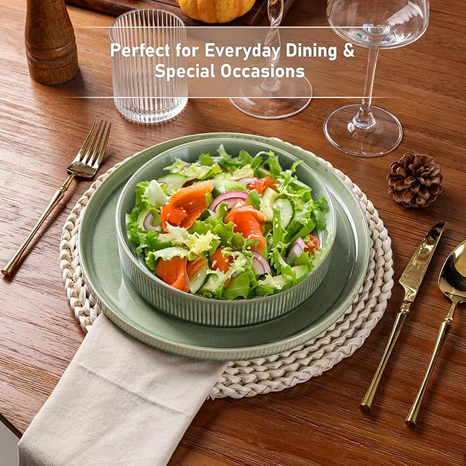 GBHOME 7.5'' Stoneware Pasta Bowls, Serving Bowls Set of 6 for Kitchen, Double Reactive Glaze Bowls for Fruit,Pasta,Salad,Oatmeal,Meal, Microwave Safe (6 pcs)
