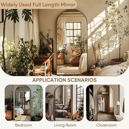 Full Length Mirror, 76"x34" Oversized Arched Mirror Large Standing Mirrors, Tall Mirrors Body Floor Mirror for Bedroom Living Room Aluminum Frame,Black