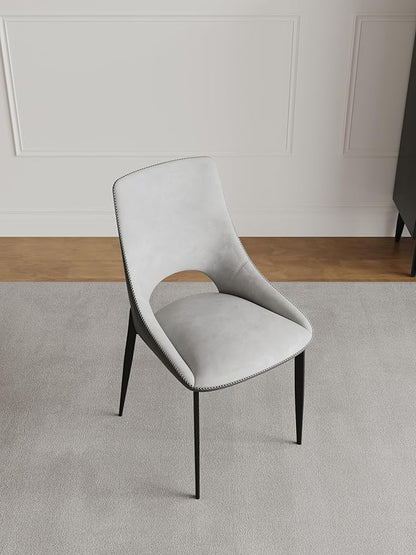 Modern Dining Chairs Gray Dining Chair Set of 2 Mid-Century Modern Kitchen Dining Chairs Armless Velvet + Faux Leather Cushioned Side Chair Beige Gray Metal Legs