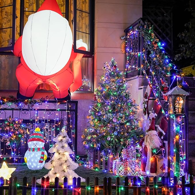 JMEXSUSS Connectable 100 LED Multicolor Christmas Lights for Tree, 8 Modes Indoor Outdoor Clear Wire, 33ft Colorful Plug-in for Christmas Tree Bedroom