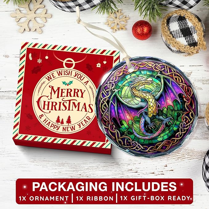 Celtics Ornament - Dragon Themed Celtic Christmas Ornaments for Tree, Unique Dragon Tree Topper, Perfect for Dragons Lovers, Eye-Catching Celtic Knot Ornaments, Ideal for Families