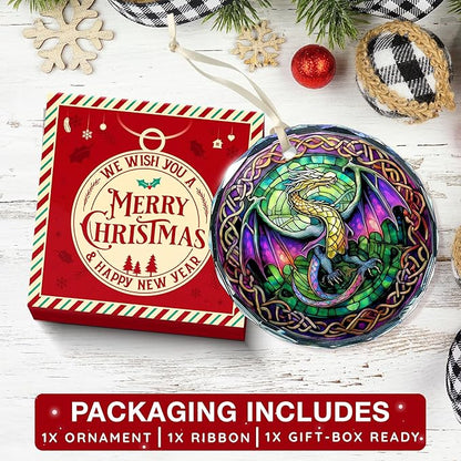 Celtics Ornament - Dragon Themed Celtic Christmas Ornaments for Tree, Unique Dragon Tree Topper, Perfect for Dragons Lovers, Eye-Catching Celtic Knot Ornaments, Ideal for Families