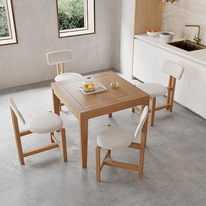 Acanva Rectangle Extendable Dining Table for 4-6 Person, Modern Kitchen Small Space Tables with Solid Wood Legs, Natural Oak