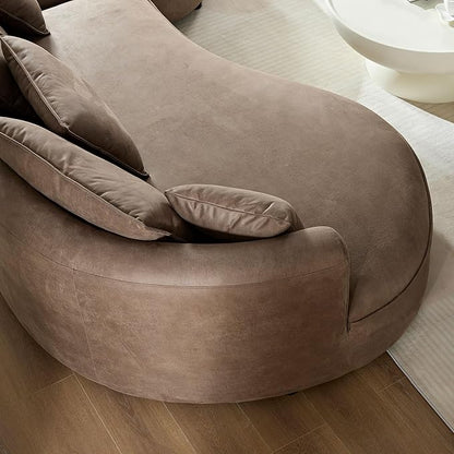 128.7'' Luxury Simple L Shape Curved Modular Leather Sofa Modern Curved Sofa Leathaire Upholstered 5-Seat Couch, Technology Cloth Square Sofa For Living Room Apartment(Leathaire+Right Facing, Brown)