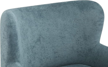 Christopher Knight Home Auden Wooden Low Profile Accent Chair, Velvet Upholstered Wingback Living Room Lounge Chair, Bedroom Comfy Reading Chair, Curved Backrest Single Sofa with Armrest, Dusty Blue