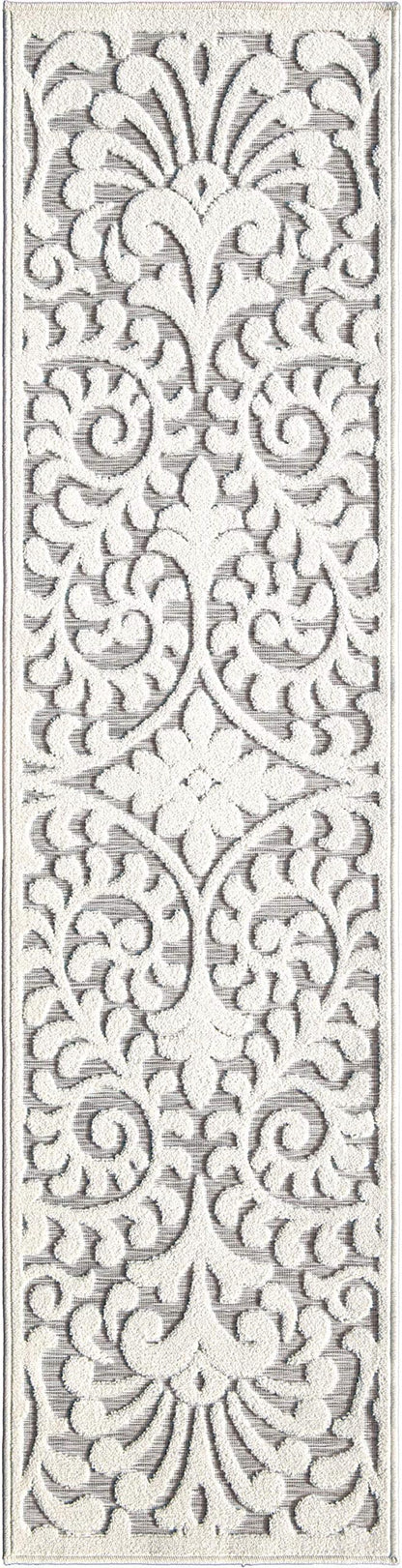 My Texas House Bluebonnets Runner Rug 1.11x7.6 Indoor Outdoor, Natural Grey