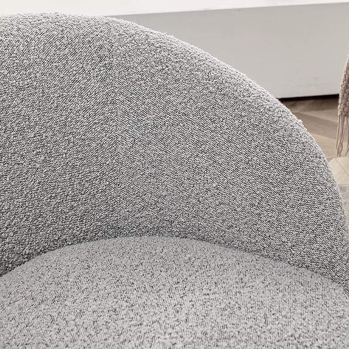 KINWELL 34" W Swivel Barrel Chair Set of 2, Mid Century Modern Round Upholstered Boucle Swivel Accent Chairs, No Assembly Chair for Living Room Bedroom Reading, Black White