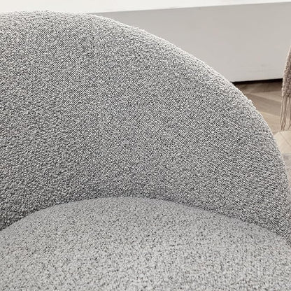 KINWELL 34" W Swivel Barrel Chair Set of 2, Mid Century Modern Round Upholstered Boucle Swivel Accent Chairs, No Assembly Chair for Living Room Bedroom Reading, Black White