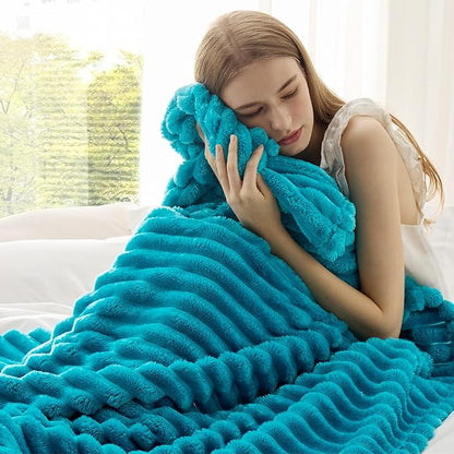 Bedsure Teal Fleece Blanket for - Super Soft Cozy Twin Blankets for Women, Cute Small Throws for Girls, 60x80 Inches