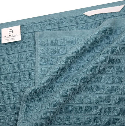 Premium Kitchen Towels 6 Pack Large Cotton Flat Terry Absorbent Tea Towels with Hanging Loop Teal Check 20x28