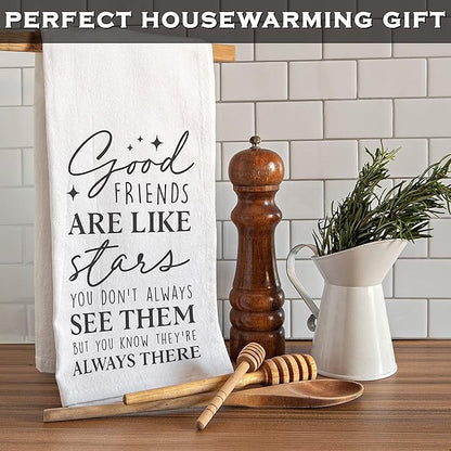 Good Friends Funny Dish Towel Gift Kitchen Tea Towel Saying 18x24, Good Friends Are Like Stars