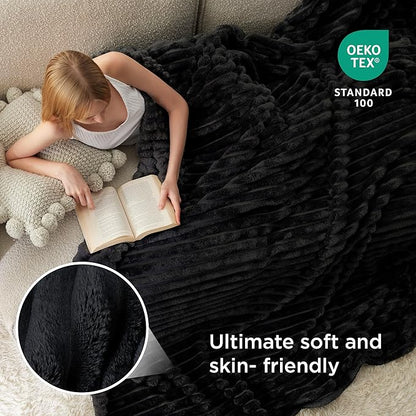 Bedsure GentleSoft Black California King Size Blanket for Bed - Cozy Soft Blankets for Women, Cute Large Throws for Girls, 102x96 Inches