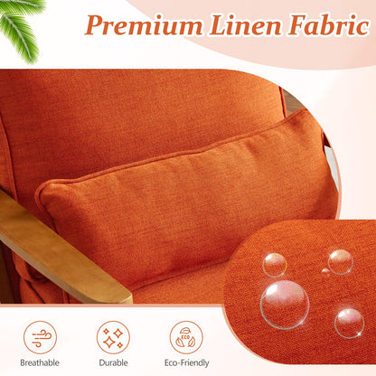 VINGLI Solid Wood Wide Armrests Accent Chair,Upholstered Mid Century Modern Chair with Pillow,Comfy Reading Chair Farmhouse Arm Chair,Chairs Living Room,Bedroom,Guest Room,Teddy Fleece,Khaki