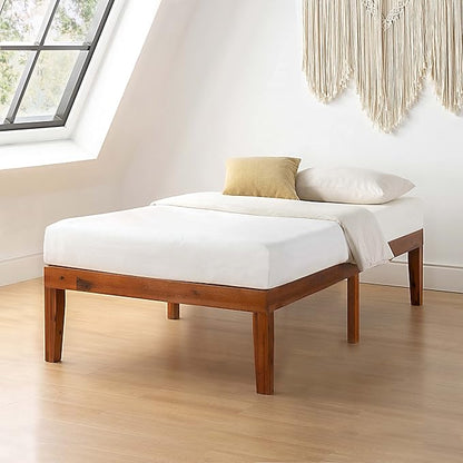 Mellow Naturalista Classic 16 Inch Solid Wood Platform Bed with Wooden Slats, Cherry, Twin