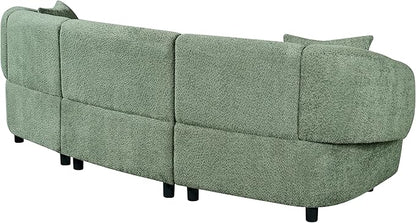 Merax 98.5" Modern 3 Seater Curved Sofa, Luxury Boucle Fabric Sofa, Minimalist Cozy Cloud Couch for Living Room, Bedroom, Apartment, Home Office, Green