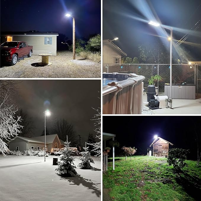 8600W Solar Street Light - 8000K Wide Angle Solar Lights Outdoor, Flood Security Lights Motion Sensor & Dusk to Dawn, IP66 Waterproof Solar Street Lights Outdoor for Roadway Yard