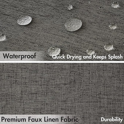 MIULEE Charcoal Grey Scalloped Shower Curtain Linen Textured with 12 Metal Hooks Cute Heavy Duty Washable Waterproof Thick Cloth Shower Curtains with Black Border for Bathroom Hotel Bathtub,W72*L72