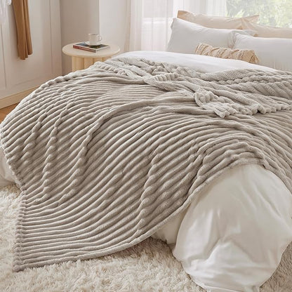 Bedsure GentleSoft Blankets Queen Size for Bed - Cozy Soft Blankets for Women, Cute Large Fleece Throws for Girls, Linen, 90x90 Inches